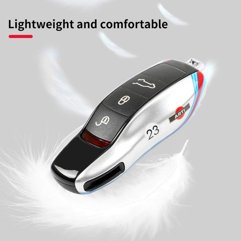 LIMBQS Car Key Protection Keychain  Key Cover Comptatible with Porsche Cayenne Panamera 911 (Old Silver) - Image 5